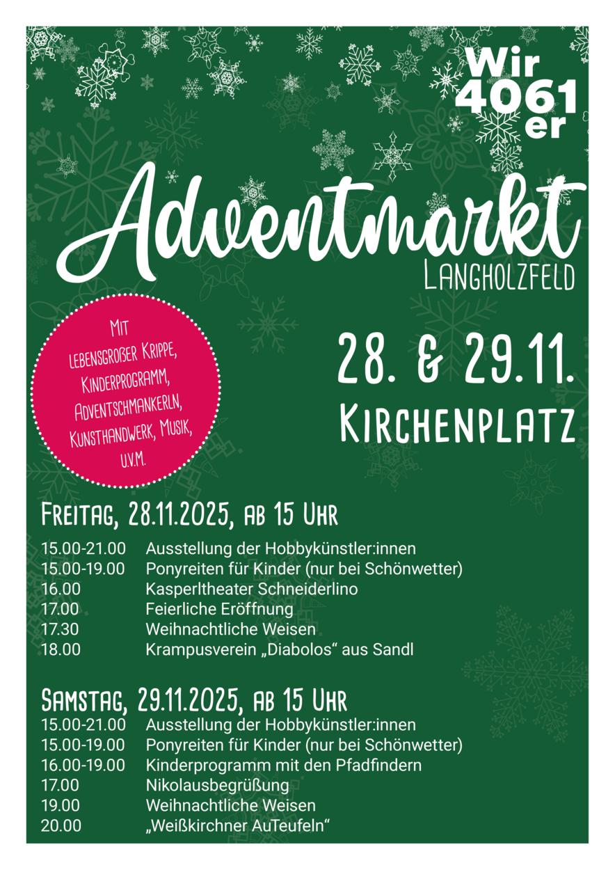 Adventmarkt Langholzfeld 28. & 29.11.2025